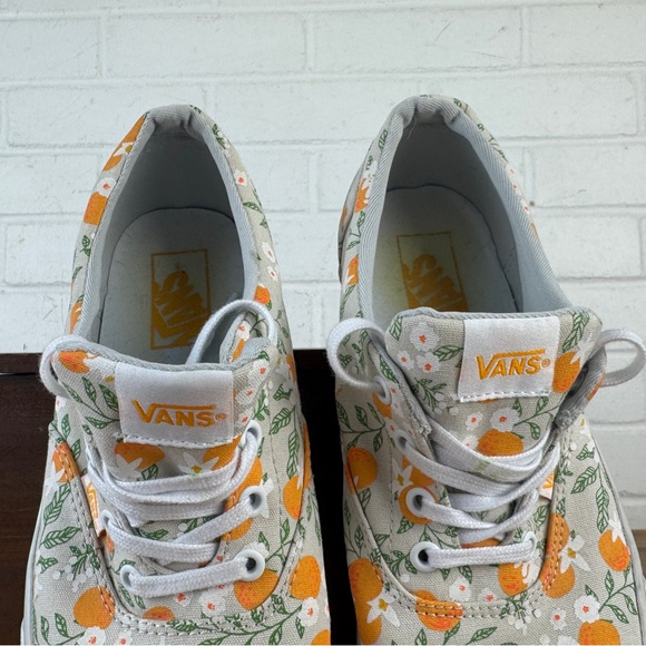 Vans White and Orange Floral Sneakers Women’s 9.5 - Picture 7 of 12